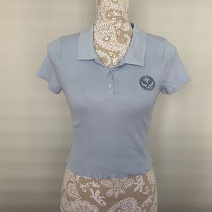 Light blue collered crop top